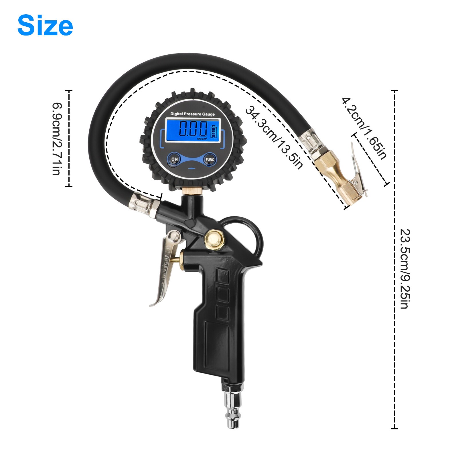 Digital Tire Inflator Compressor Pressure Gauge 250 PSI Air Chuck for Truck/Car