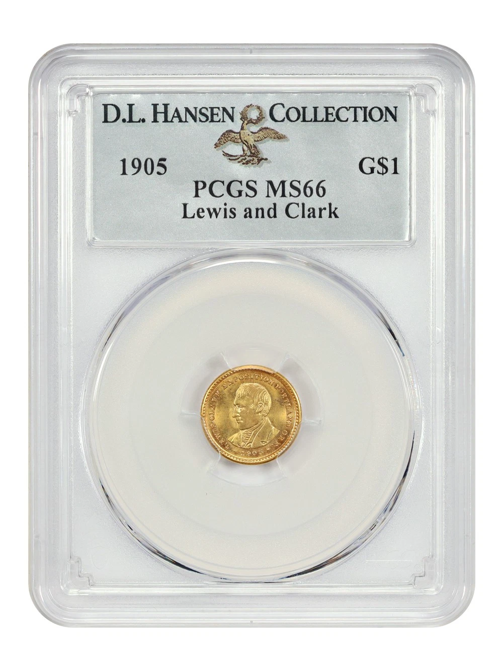 1905 G$1 Lewis and Clark PCGS MS66 ex: D.L. Hansen - Classic Gold Commemorative