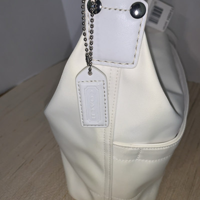 Coach Hampton Hobo Optic White Nylon Shoulder Bag Purse Medium
