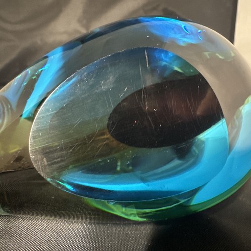 Large Stunning MUrano Art Glass Sommerso w/ Millefiori eyes Blue Purple Yellow - Picture 17 of 24