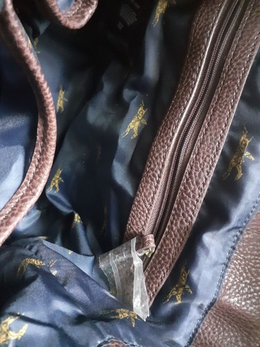 BNWOT Stylish JOULES 'Trippa' Red Checked Tweed Leather Trim Backpack - Medium - Picture 13 of 17