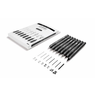 COPIC  Multiliner Fineliner schwarz 0.05 + 0.1 + 0.3 + 0.5 + 0.8 + 1.0 + BS...