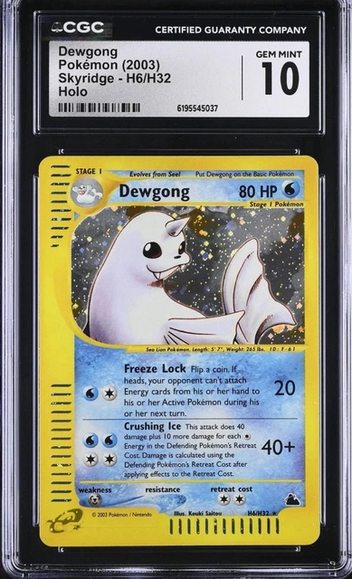 CGC 10 GEM MINT Dewgong H6/H32 Skyridge Holo Pokemon Card