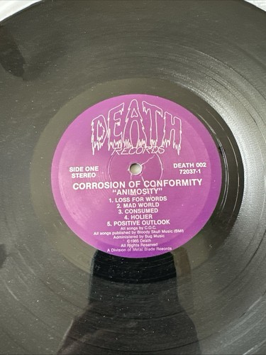 CORROSION OF CONFORMITY ANIMOSITY LP 1980S THRASH HARDCORE DEATH RECORDS MINT - Picture 14 of 17
