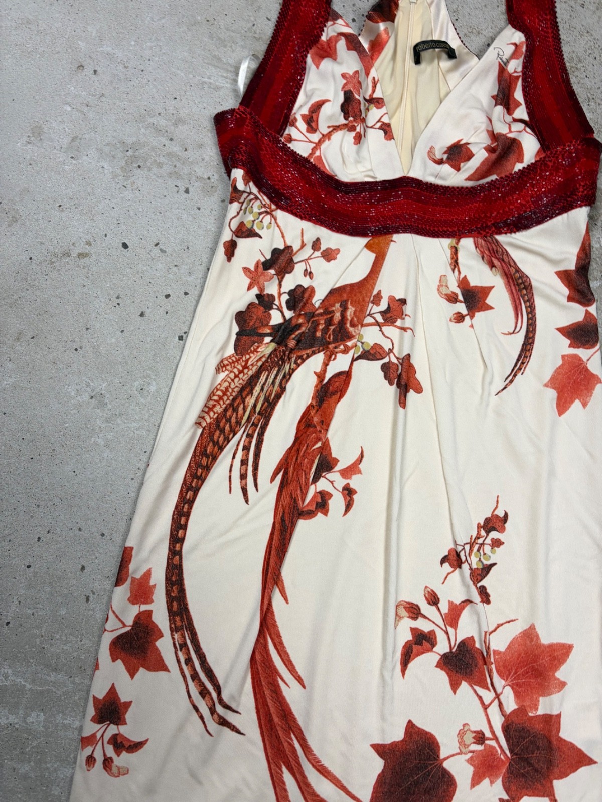 Roberto Cavalli 2007 Cream Printed Beaded Dress IT 42 image 6