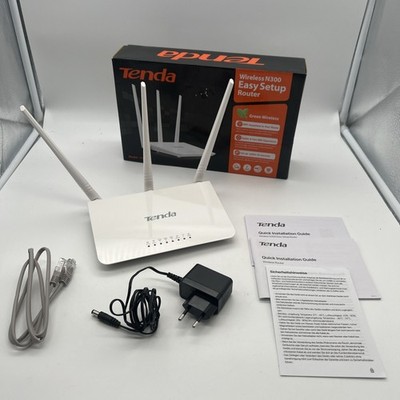 Tenda F3 N300 WLAN Router 300Mbit/s 2.4GHz 3 Antennen Weiß Retourenware