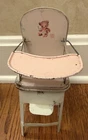 1950s Vintage J Chein Toy High Chair Doll Furniture Metal Tin Bear USA Highchair