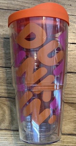 Dunkin Donuts Tervis Tumbler Travel Mug Cup Hot & Cold 24 oz. Orange Lid - Picture 2 of 8