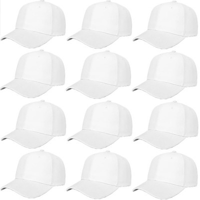 ZH Plain Adjustable Baseball Cap - Lot of 12 Unisex Blank 