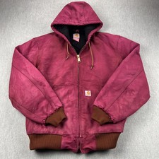 VTG Carhartt Active Jacket Mens L Quilt Lined J140 BRN Dyed DKR* Distressed READ