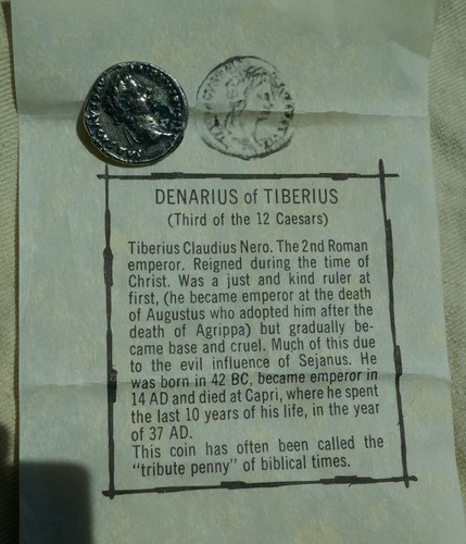 Denarius of Tiberius Ancient Roman Silver Coin 14 AD - 37 AD