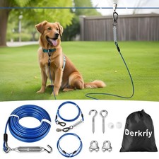 Dog Runner for Yard, Heavy Duty 200FT Dog Runs for Outside with 10FT Tie Out ...