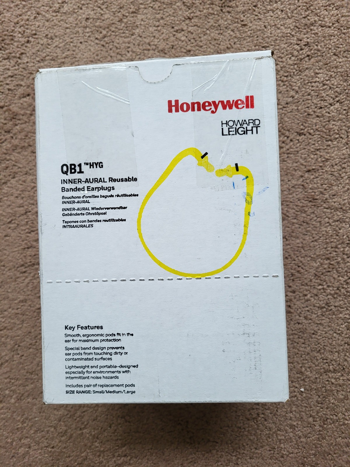 Howard Leight QB1HYG Banded Earplugs Honeywell Extra Pods Included (8-Pack)