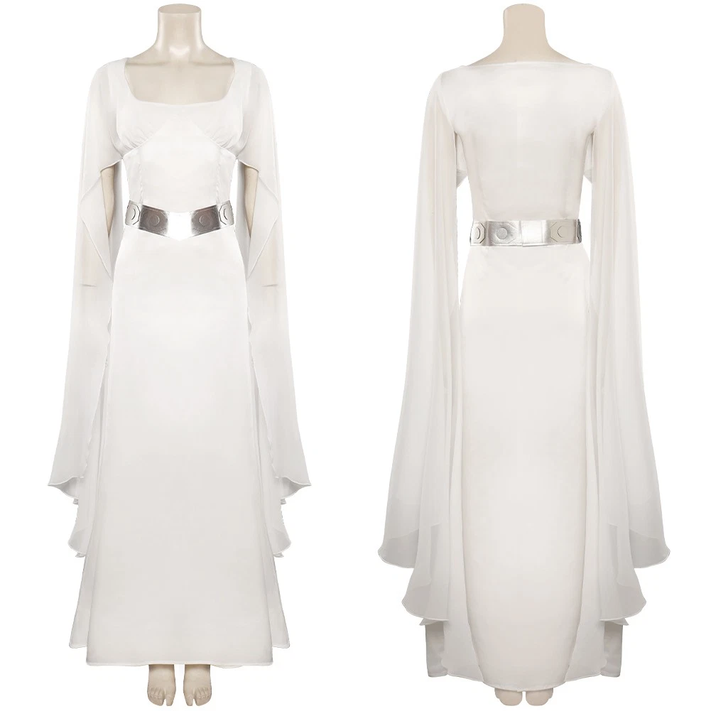 strapless open back dress Princess Leia Movie Character White Dress Cosplay Costume Outfits Halloween Carnival Suit main image 0