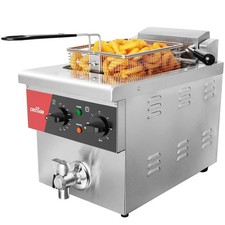 Freidora Eléctrica 8L con Válvula de Drenaje, Cesta Sólida para Uso Comercial