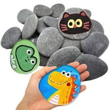 26PCS Large Painting Rocks, Natural River Rocks, 2-3 Inches Flat Rocks for Pa...