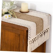  Boho Table Runner Fall Thanksgiving Farmhouse Rustic 12" x 72" Brown & Ivory