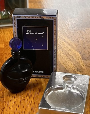 Worth Paris Dans la Nuit LALIQUE Cobalt Blue Bottle Eau de Toilette 1/4 Oz  VTG