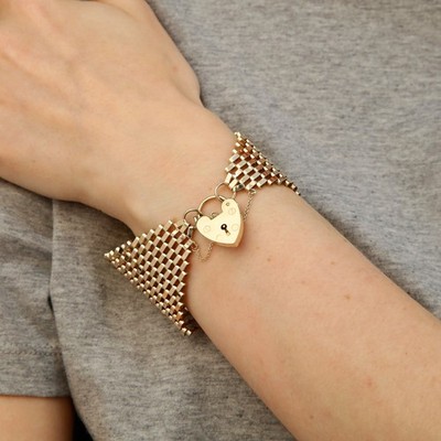 Gebrauchtes extra breites Torarmband 9 kt Gelbgold 14-reihig 184 mm (7,25'')