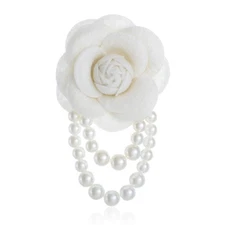 Vintage Camellia Pearl Tassel Brooches Bracelet Bohemian Pearl Safety Pins Br...