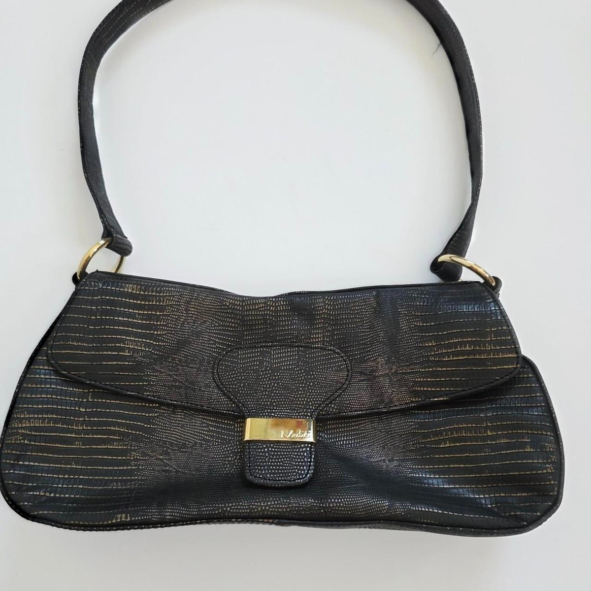 Y2k 00s 2000s vintage black golden snake skin shoulder bag