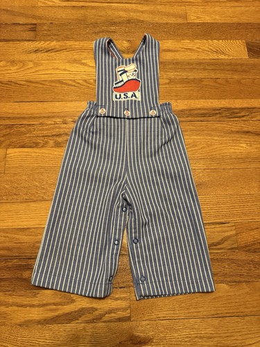 Vintage 70s Tugboat USA Overalls, Kids Baby 18 Months, Kmart Togs Cute