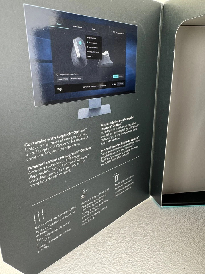 Logitech MX Vertical Avanzado Ergonómico Inalámbrico Mouse Nuevo para PC y MAC Foto 4 de 4
