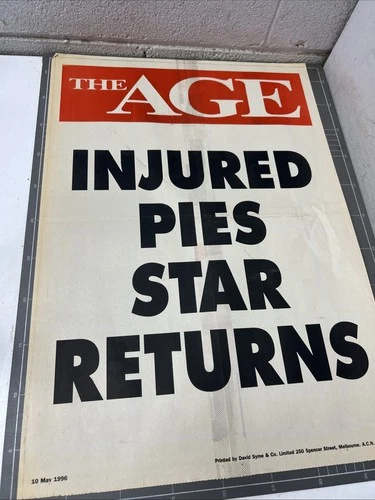 ORIGINAL NEWSPAPER SHOP POSTER CAGE ADVERTISING 1990s COLLINGWOOD MAGPIES AFL