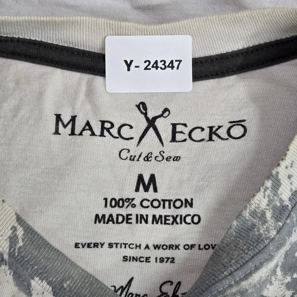 Camisa Marc Ecko Hombre M Gris Estampado Gráfico Tigre Remolino Metálico Grunge Y2K Foto 3 de 4