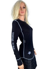 Alp-n-Rock "Ski in Heaven” Top Crew Black Snowflakes Women's Small