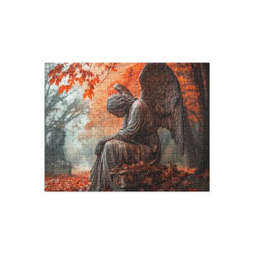Gothic Angel Puzzle Cemetery Statue Autumn Leaves 252 Piece Gift - Picture 2 of 8