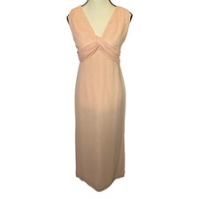 Vera Wang Blush Pink Chiffon Formal Gown Size 6 Maxi Dress Trailing Ties Wedding