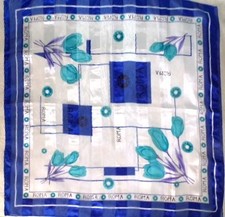 LARGE SQUARE BLUE  WHITE ROMA SOUVENIER SCARF