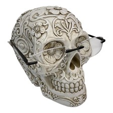 Gothic Floral Skull Eyeglasses Holder Life Size Ornate Resin Glasses Stand ...