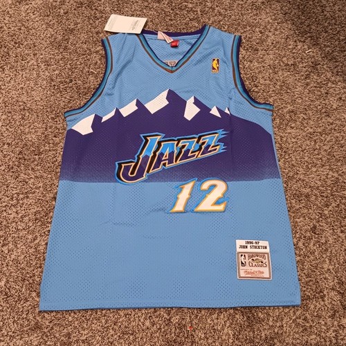 Large John Stockton Utah Jazz NBA Basketball Jersey Brand New #12 Blue Reload
