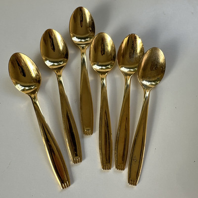 23 Karat Gold Plated Tea Spoons Coffer Spoons Set of 6 Japan