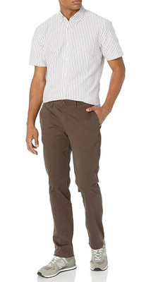 Goodthreads Men's Slim-Fit Washed Comfort Stretch Chino Pants Stone/Brown