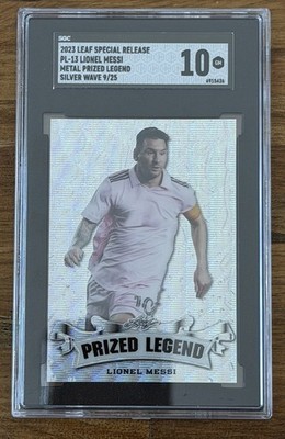2023 Leaf Metal Prized Legend Lionel Messi Silver Wave /25 GEM 10 World Cup GOAT