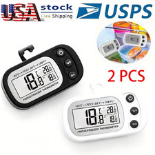 2Pcs Magnet  /  LED Digital Thermometer Monitor For Home Freezer Alarm Fridge