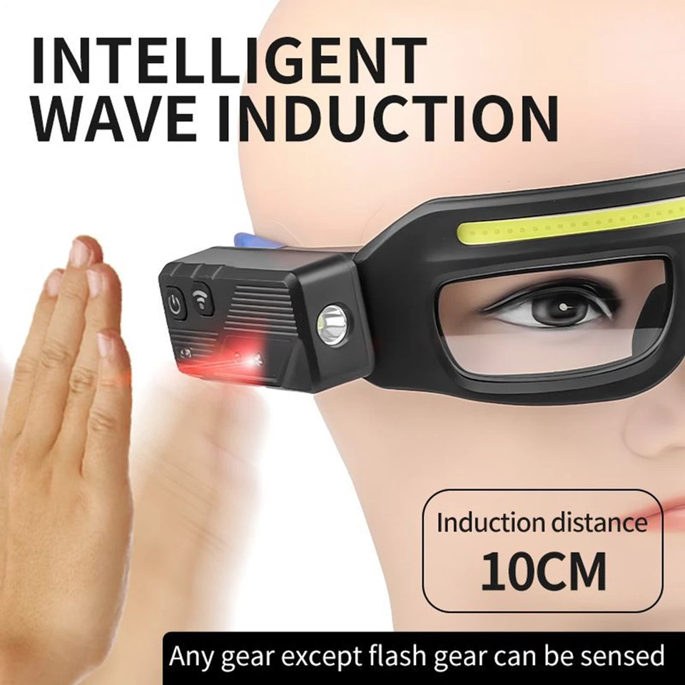 1pc Safety Glasses with Lights, Rechargeable Lighted LED Safety Glasses COB+XTE - Image 2 of 4