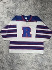 Maillot vintage hockey New York Rangers logo brodé blanc et bleu Usa style 90s