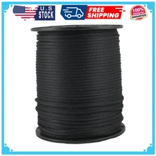 3/16 inch Black Dacron Polyester Rope - 500 Foot Spool | Solid Braid - Industria