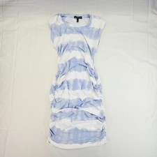Derek Heart Women's Tie Dye Bodycon Dress Medium Blue White Ruched Sleeveless