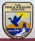 VINTAGE U.S. FISH & WILDLIFE SERVICE 8” PORCELAIN GAS OIL SIGN
