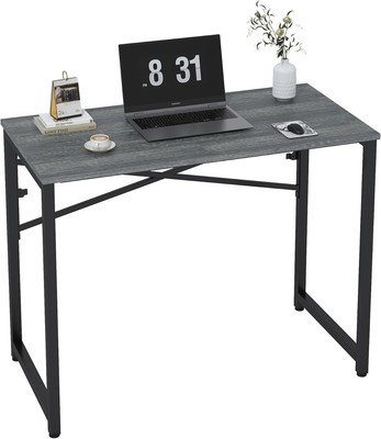 39 Inch Foldable Computer Desk, Folding 39 inches, 39 Grey Oak 