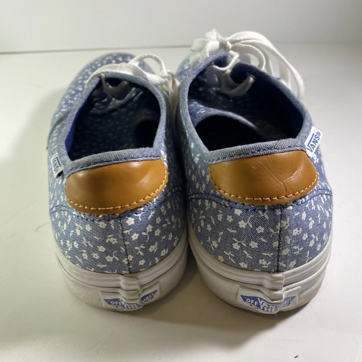 Blue vans with white flowers sale
