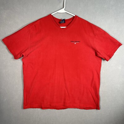 Vintage 90s Polo Ralph Lauren Sport V Neck T Shirt Adult XL Red