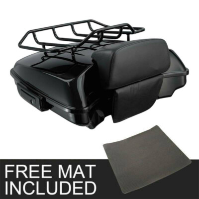 Black Razor Trunk Pad w/ Luggage Rack Fit For Harley Touring 14-25