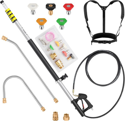 24 FT Telescoping Pressure Washer Wand Extension, Aluminum Power Washer Extensio