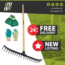 20 TOOTH BLACK POLYPROPYLENE BUNKER RAKE - Leaf Scoop Grab & Gardening Gloves